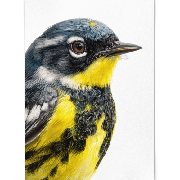 Watercolor Magnolia Warbler Bird Portrait Wall Art Print Poster , Unframed - Picture 2 of 7